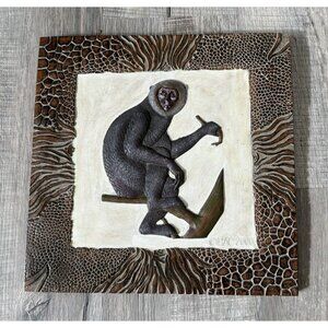 Colobus Monkey on Branch Embossed Wall Art Tile 12.5"x12.5"